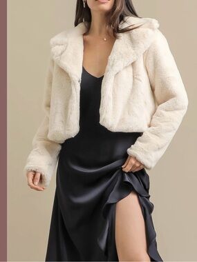 Ivory Faux Fur Cropped Jacket | Soft Plush Coat | Cozy Chic Layer